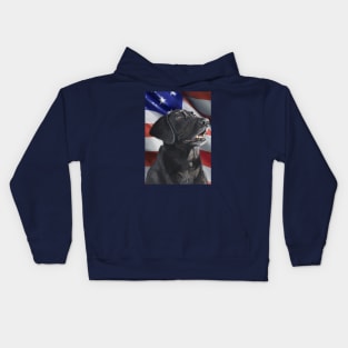 Patriotic American Flag and Black Labrador Dog Lover Art Kids Hoodie